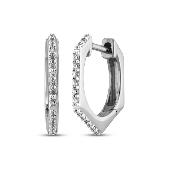 STUDIO BY KAY Diamond Hexagon Hoop Earrings 1/8 ct tw 10K White Gold