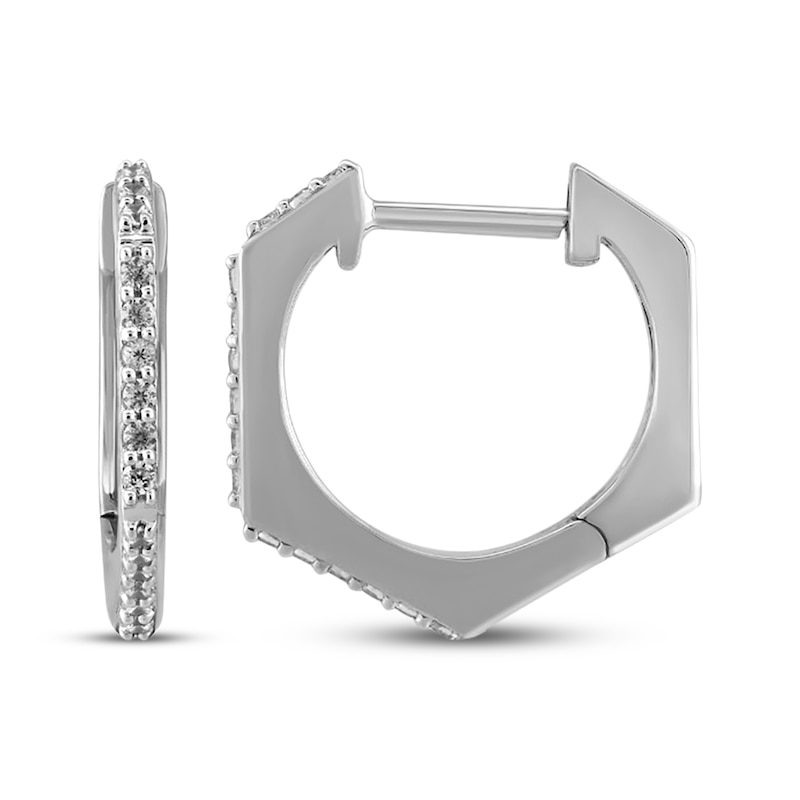 Main Image 3 of STUDIO BY KAY Diamond Hexagon Hoop Earrings 1/8 ct tw 10K White Gold