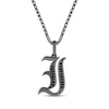 Thumbnail Image 1 of Ink & Ice Men's Black Diamond Initial &quot;I&quot; Necklace 1/8 ct tw Black Rhodium-Plated Sterling Silver 22&quot;