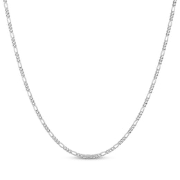 2.3mm Figaro Chain Necklace Hollow 14K White Gold 18"