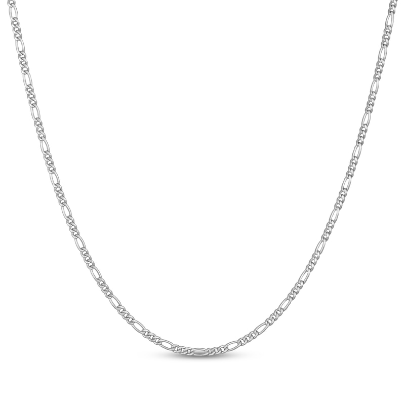 Main Image 1 of 2.3mm Figaro Chain Necklace Hollow 14K White Gold 18"