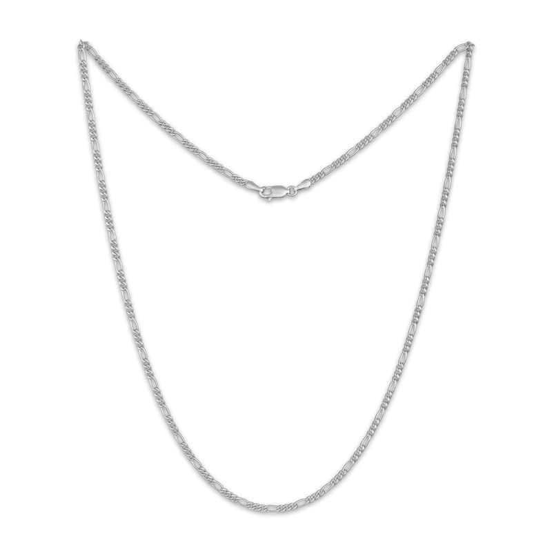 Main Image 2 of 2.3mm Figaro Chain Necklace Hollow 14K White Gold 18"