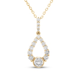 Milestones Diamond Teardrop Necklace 3/4 ct tw 10K Yellow Gold 18"