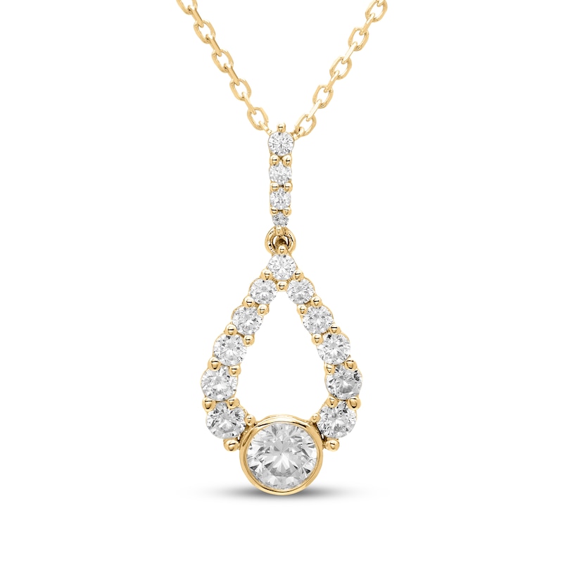 Main Image 1 of Milestones Diamond Teardrop Necklace 3/4 ct tw 10K Yellow Gold 18&quot;