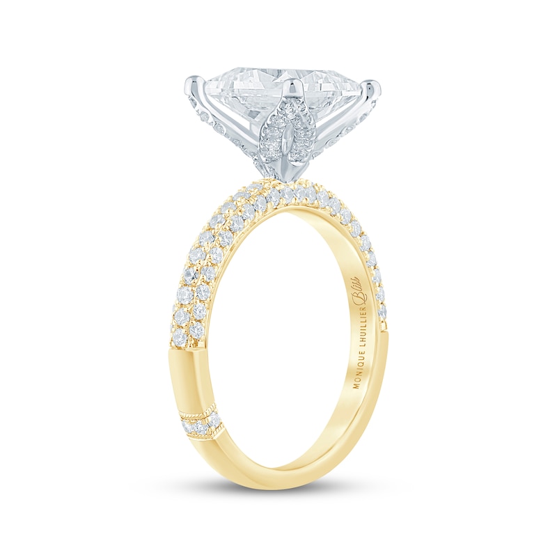 Main Image 2 of Monique Lhuillier Bliss Princess-Cut Lab-Grown Diamond Engagement Ring 3-5/8 ct tw 18K Two-Tone Gold
