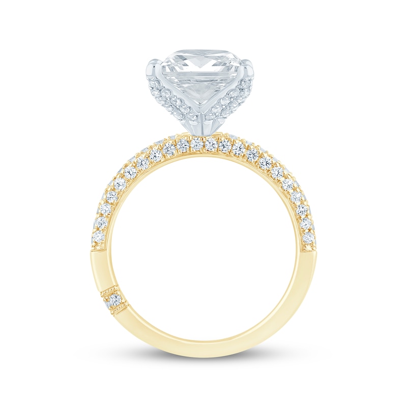 Main Image 3 of Monique Lhuillier Bliss Princess-Cut Lab-Grown Diamond Engagement Ring 3-5/8 ct tw 18K Two-Tone Gold