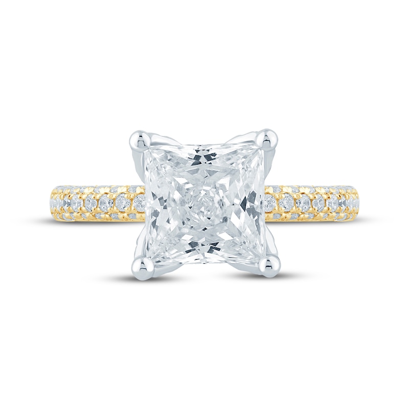 Main Image 4 of Monique Lhuillier Bliss Princess-Cut Lab-Grown Diamond Engagement Ring 3-5/8 ct tw 18K Two-Tone Gold