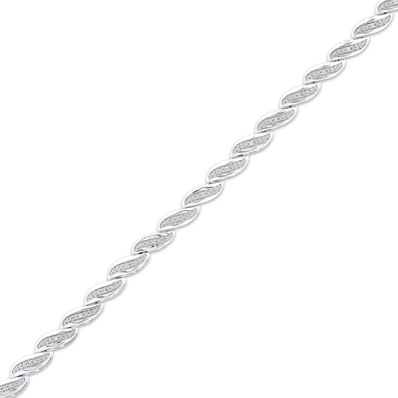 Main Image 2 of Diamond Wave Link Bracelet 1/10 ct tw Sterling Silver 7&quot;
