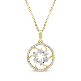 Diamond Openwork Circle Necklace 1/8 ct tw 10K Yellow Gold 18"