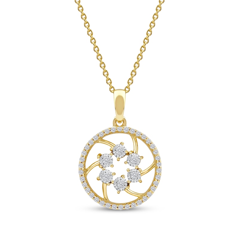 Main Image 1 of Diamond Openwork Circle Necklace 1/8 ct tw 10K Yellow Gold 18"