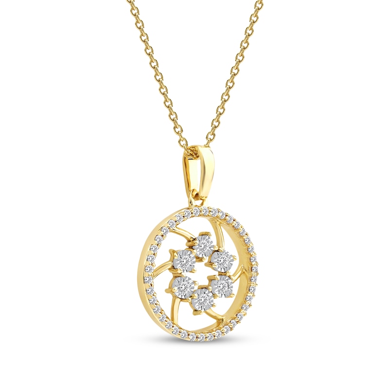 Main Image 2 of Diamond Openwork Circle Necklace 1/8 ct tw 10K Yellow Gold 18"