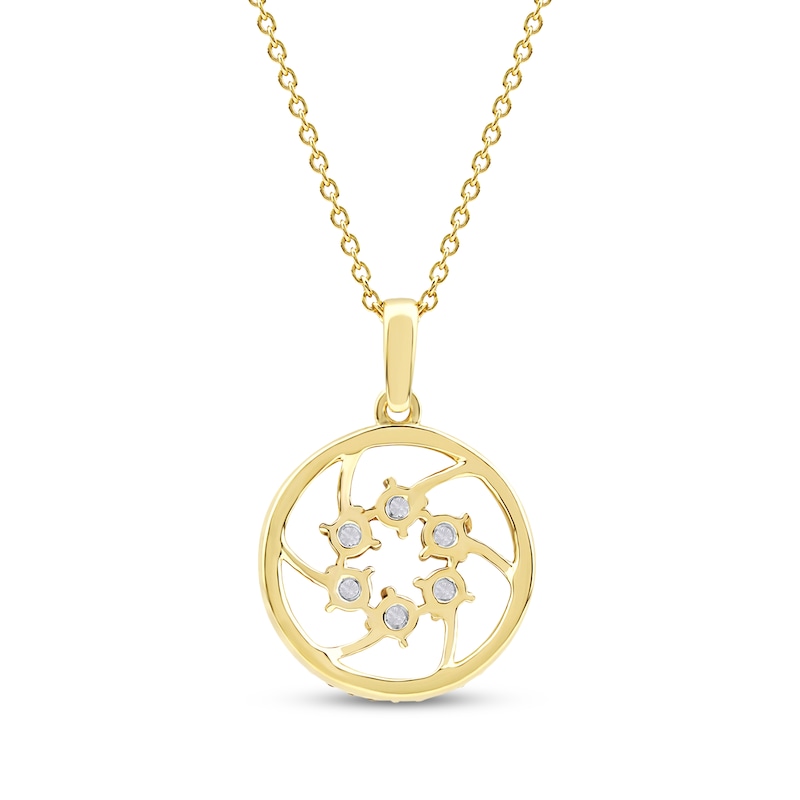 Main Image 3 of Diamond Openwork Circle Necklace 1/8 ct tw 10K Yellow Gold 18"