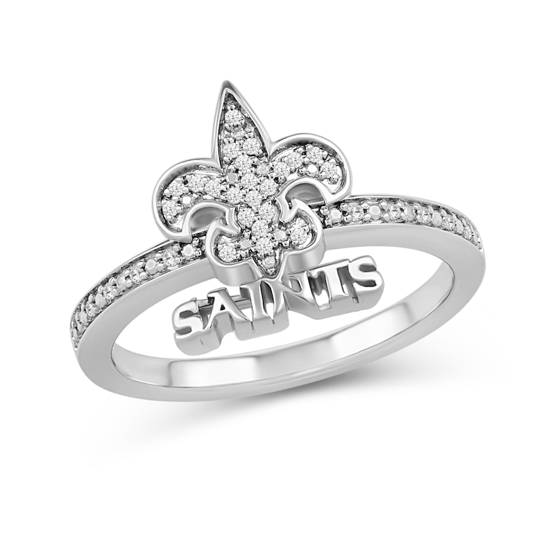 Main Image 1 of True Fans New Orleans Saints 1/15 ct tw Diamond Ring Sterling Silver