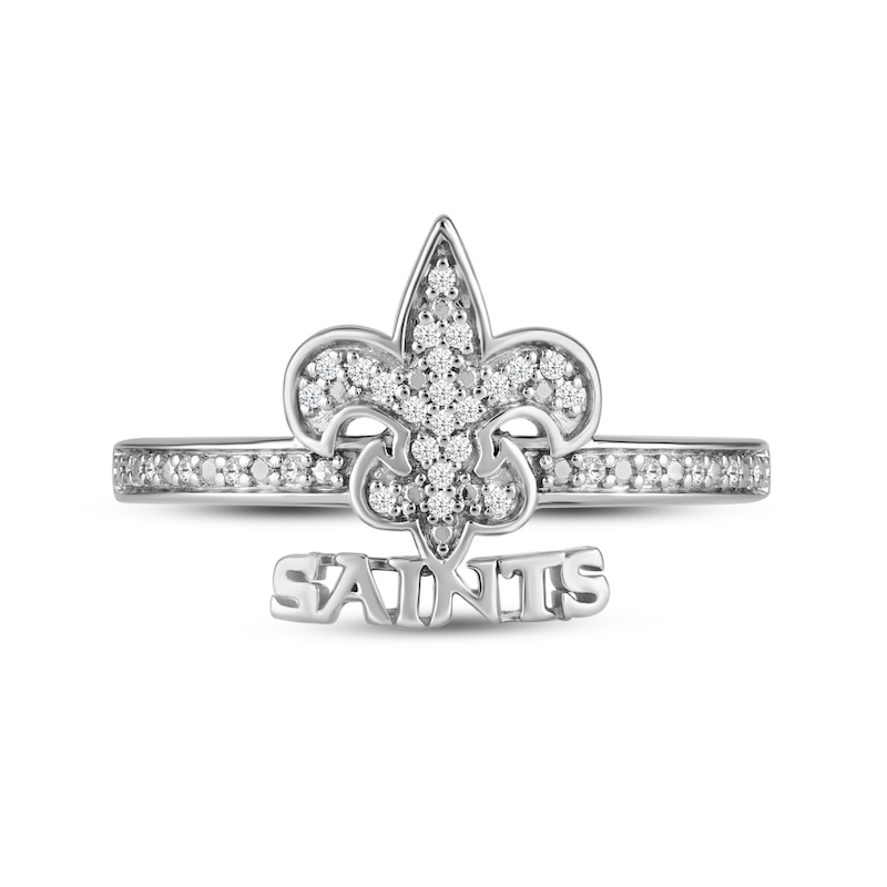 Main Image 2 of True Fans New Orleans Saints 1/15 ct tw Diamond Ring Sterling Silver