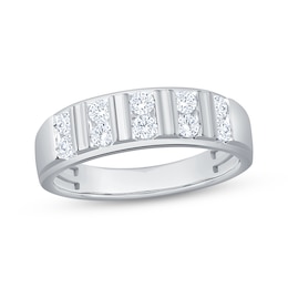 Now + Forever Men's Diamond Wedding Band 5/8 ct tw 10K White Gold
