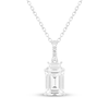 Thumbnail Image 1 of Emerald-Cut White Lab-Created Sapphire Necklace Sterling Silver 18"