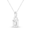 Thumbnail Image 2 of Emerald-Cut White Lab-Created Sapphire Necklace Sterling Silver 18"