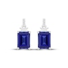 Thumbnail Image 2 of Emerald-Cut Blue Lab-Created Sapphire & White Lab-Created Sapphire Dangle Earrings Sterling Silver