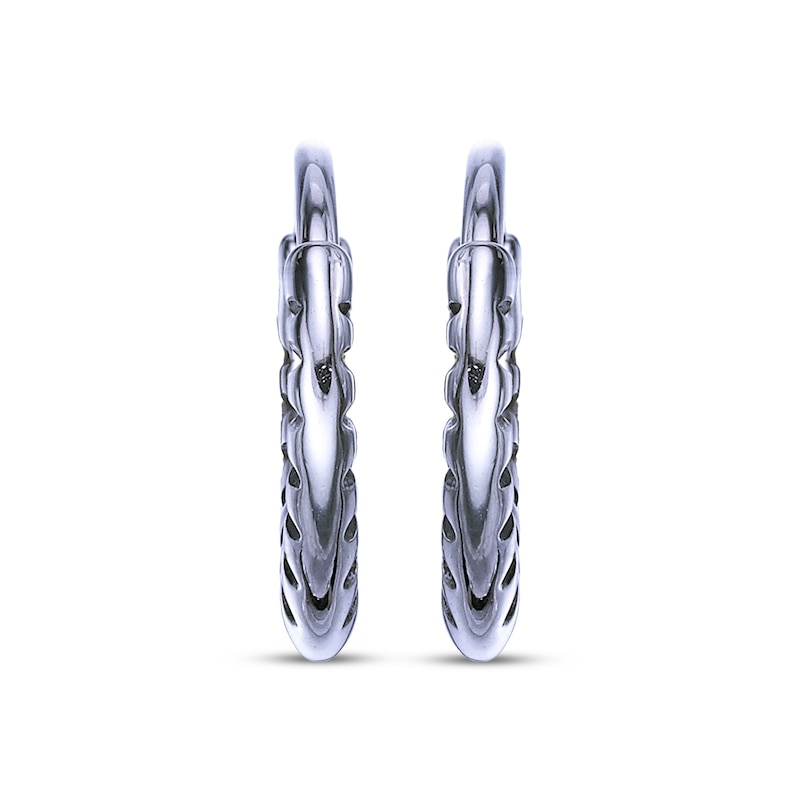 Main Image 2 of Men's Patterned Oval Hoop Earrings Stainless Steel