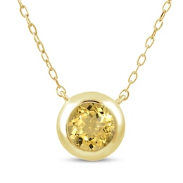 STUDIO BY KAY Citrine Bezel-Set Solitaire Necklace 24K Yellow Gold Vermeil Sterling Silver 18"
