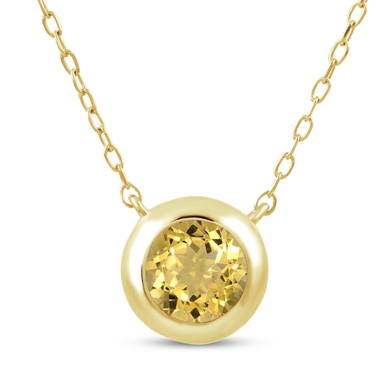 STUDIO BY KAY Citrine Bezel-Set Solitaire Necklace 24K Yellow Gold Vermeil Sterling Silver 18"