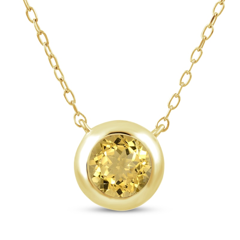 Main Image 1 of STUDIO BY KAY Citrine Bezel-Set Solitaire Necklace 24K Yellow Gold Vermeil Sterling Silver 18"