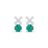 Thumbnail Image 2 of Lab-Created Emerald & White Lab-Created Sapphire "XO" Earrings Sterling Silver