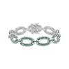 Thumbnail Image 1 of Lab-Created Emerald Chain Link Bracelet Sterling Silver 7.25"