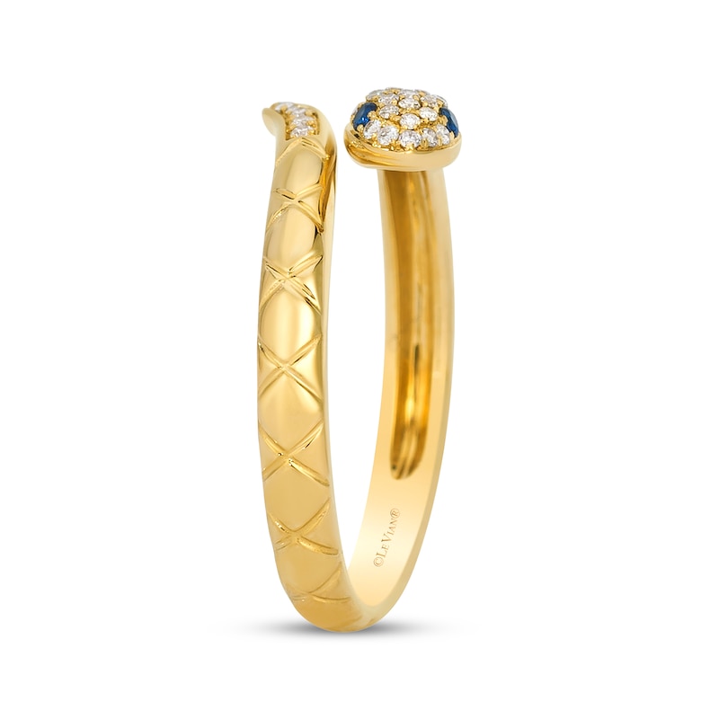 Main Image 2 of Le Vian Blue Sapphire Snake Bypass Ring 1/10 ct tw Diamond 14K Honey Gold