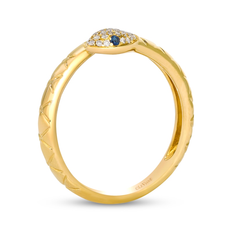 Main Image 3 of Le Vian Blue Sapphire Snake Bypass Ring 1/10 ct tw Diamond 14K Honey Gold