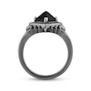Thumbnail Image 3 of Ink & Ice Black Onyx & Black Diamond Spike Frame Ring 1/8 ct tw Black Rhodium Sterling Silver