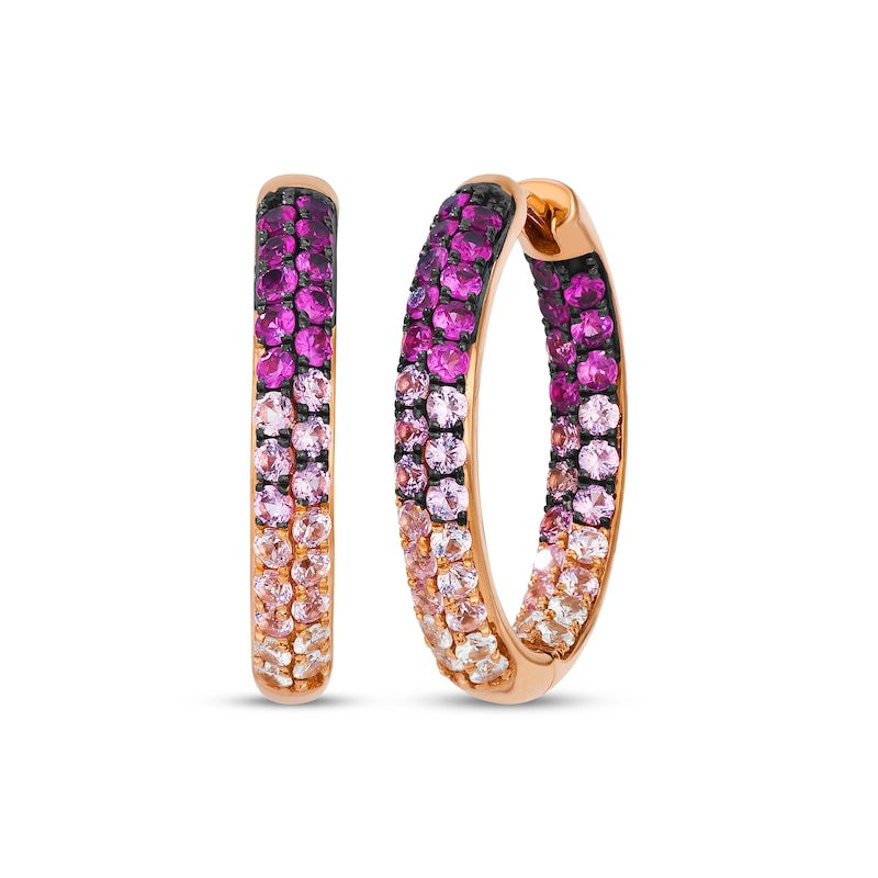 Main Image 1 of Le Vian Pink Sapphire Ombré Inside-Out Hoop Earrings 14K Strawberry Gold