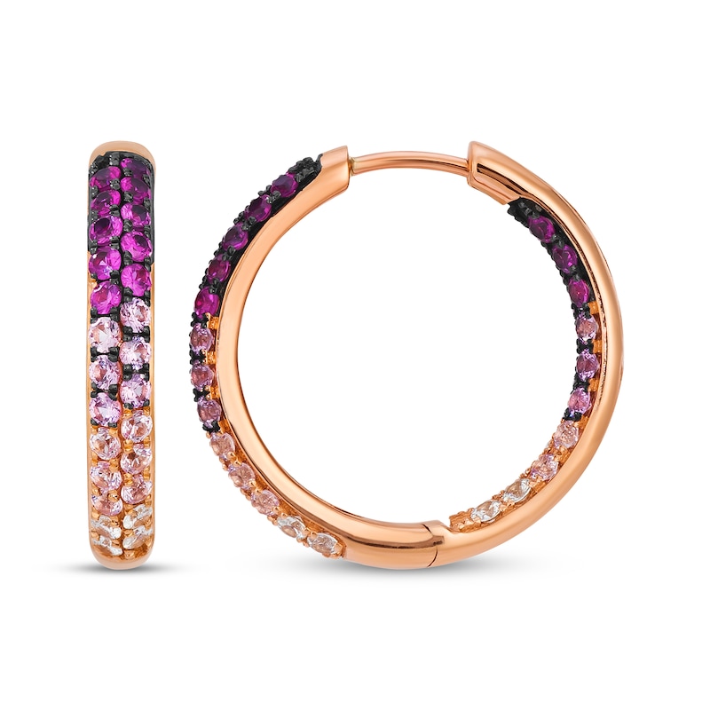 Main Image 3 of Le Vian Pink Sapphire Ombré Inside-Out Hoop Earrings 14K Strawberry Gold