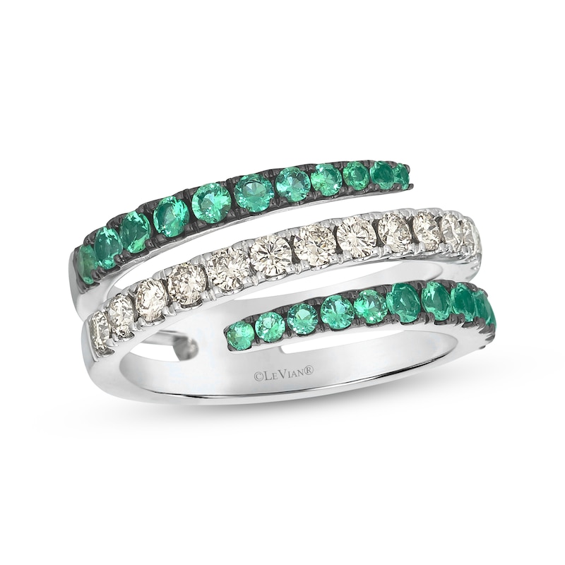 Main Image 1 of Le Vian Good Karma Emerald Bypass Ring 1/2 ct tw Diamonds 14K Vanilla Gold
