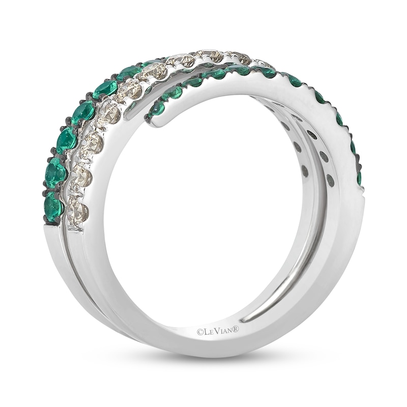 Main Image 3 of Le Vian Good Karma Emerald Bypass Ring 1/2 ct tw Diamonds 14K Vanilla Gold