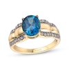 Thumbnail Image 1 of Le Vian Waterfall Oval-Cut Blue Topaz Ring 1/4 ct tw Diamonds 14K Honey Gold