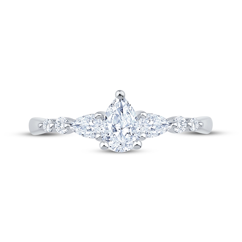 Main Image 3 of Now + Forever Lab-Grown Diamonds Pear-Shaped Three-Stone Engagement Ring 5/8 ct tw 14K White Gold