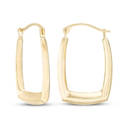 Angled Hoop Earrings 14K Yellow Gold