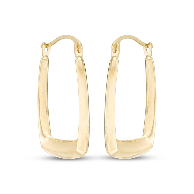 Main Image 2 of Angled Hoop Earrings 14K Yellow Gold