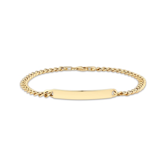 4.5mm Curb Chain ID Bracelet Semi-Solid 10K Yellow Gold 8.5"
