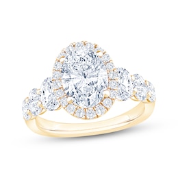 Now + Forever Lab-Grown Diamonds Oval-Cut Halo Engagement Ring 3-1/2 ct tw 14K Yellow Gold