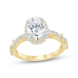 KAY Bow Collection Oval-Cut Halo Lab-Grown Diamond Halo Engagement Ring 2-1/4 ct tw 14K Yellow Gold