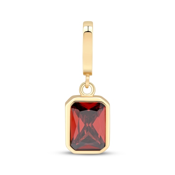 Charmed Memories Emerald-Cut Dark Red Cubic Zirconia Charm 10K Yellow Gold