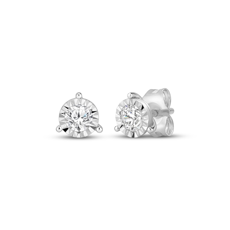 Main Image 1 of Radiant Reflections Round-Cut Lab-Grown Diamond Solitaire Stud Earrings 1/4 ct tw Sterling Silver (I/SI2)