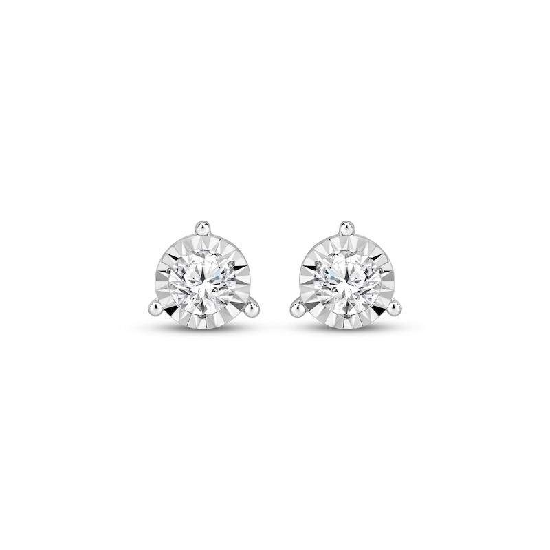 Main Image 2 of Radiant Reflections Round-Cut Lab-Grown Diamond Solitaire Stud Earrings 1/4 ct tw Sterling Silver (I/SI2)