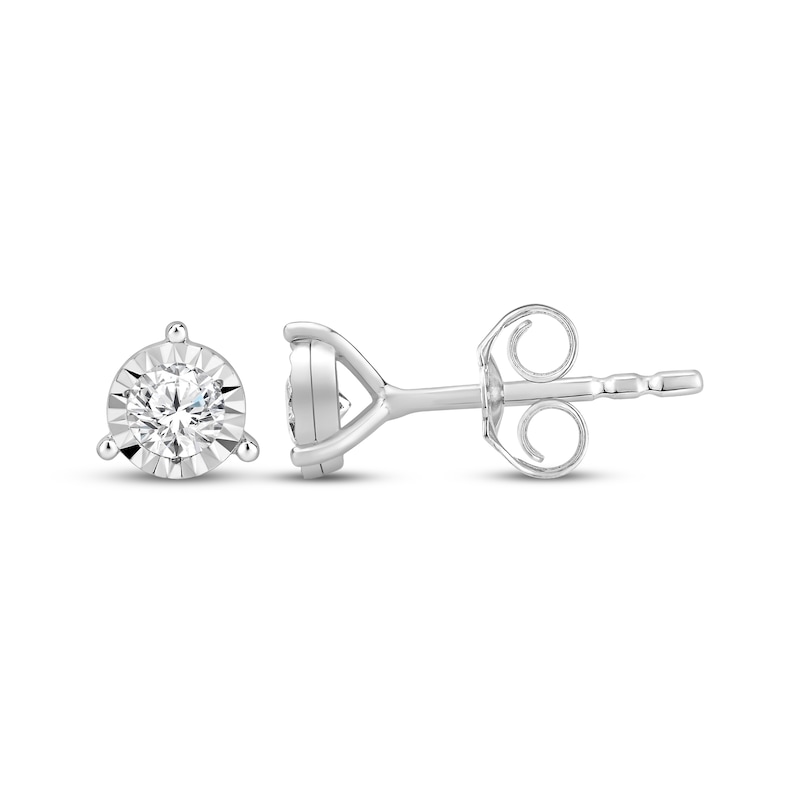 Main Image 3 of Radiant Reflections Round-Cut Lab-Grown Diamond Solitaire Stud Earrings 1/4 ct tw Sterling Silver (I/SI2)