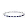 Thumbnail Image 1 of Oval-Cut Blue Lab-Created Sapphire & White Lab-Created Sapphire Link Bracelet Sterling Silver 7.25"