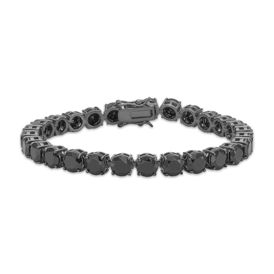 Men's Black Spinel Tennis Bracelet Black Ion-Plated Sterling Silver 8"