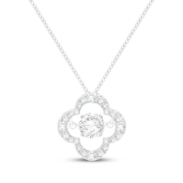 Unstoppable Love Lab-Grown Diamond Clover Frame Necklace 1-1/2 ct tw 10K White Gold 19"
