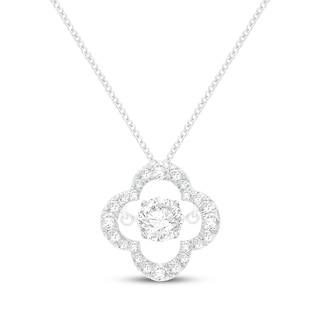 Unstoppable Love Lab-Grown Diamond Clover Frame Necklace 1-1/2 ct tw 10K White Gold 19"